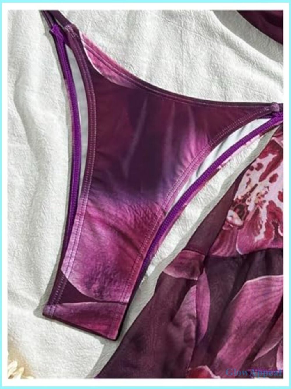 Women's 3 Piece High Cut Cheeky Bikini Set with Skirt Cover Up - Picture 4 of 5